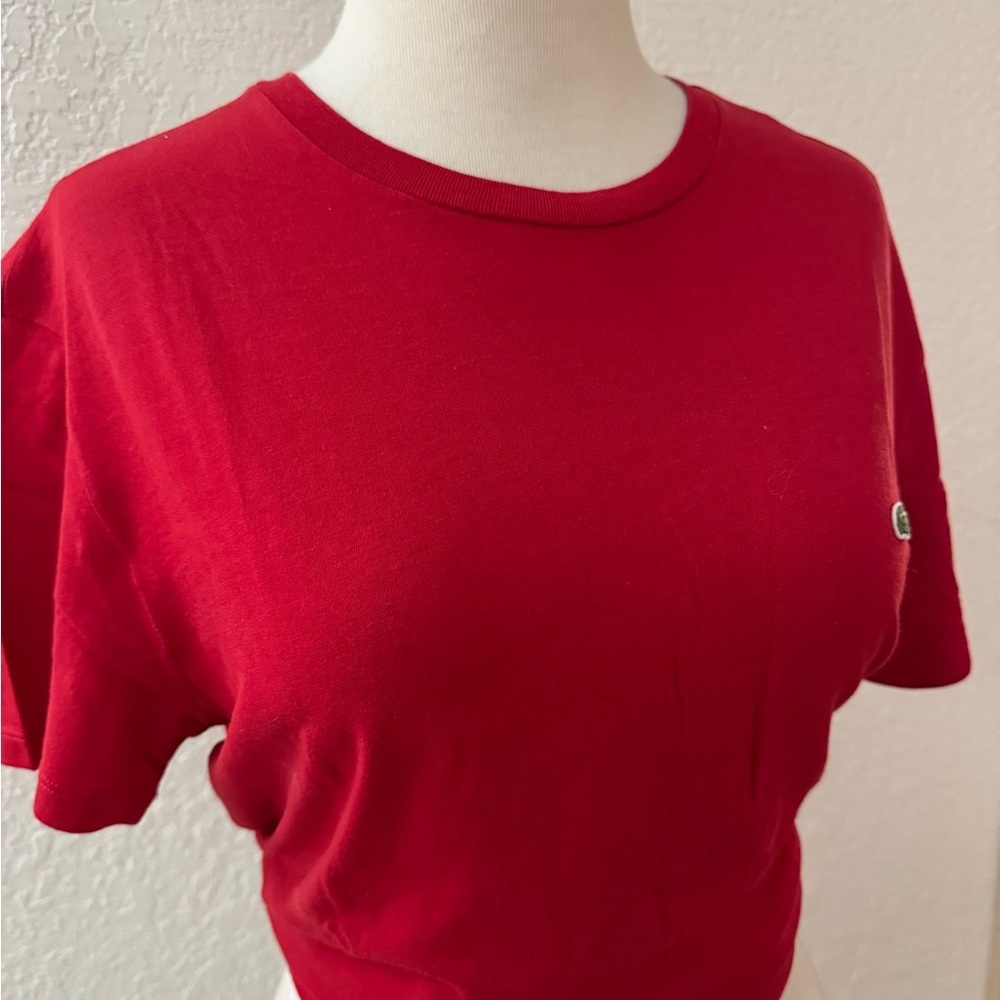 Lacoste Unisex Short Sleeve Crew Neck Pima Cotton T-Shirts Vibrant Red XS EUC - Picture 2 of 9